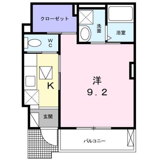 サウスビレッジII(1K/1階)の間取り写真