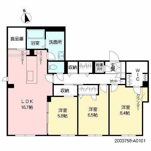 シャーメゾンKRS(3LDK/1階)の間取り写真