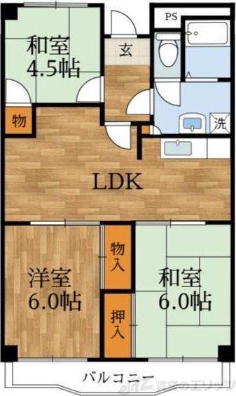 メゾンカーサー2号館(3LDK/2階)の間取り写真