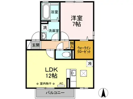 リビングタウン南仙北 E(1LDK/1階)の間取り写真