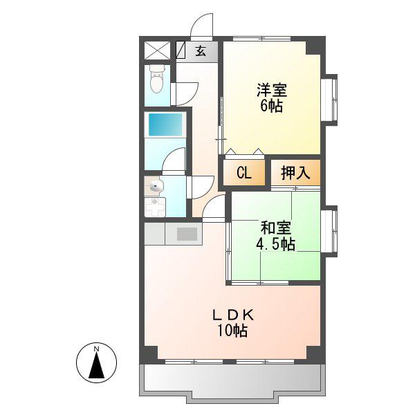サンライズ入場(2LDK/2階)の間取り写真