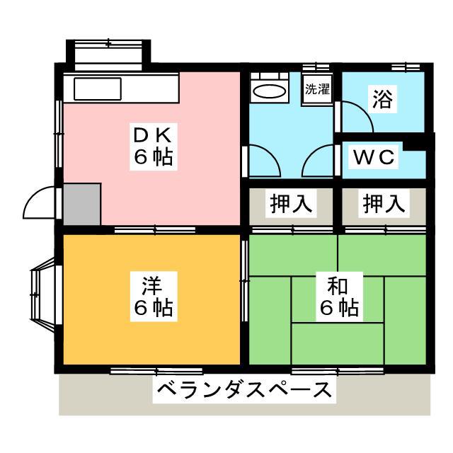 中戸川ハイツ(2DK/1階)の間取り写真