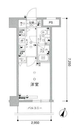 スカイコート都立大学第3(1K/6階)の間取り写真