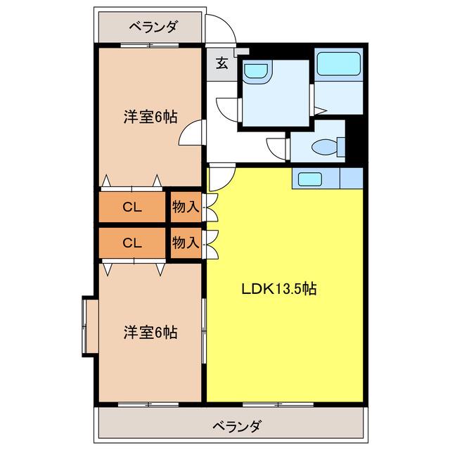 ア・ドリーム星ヶ丘(2LDK/2階)の間取り写真