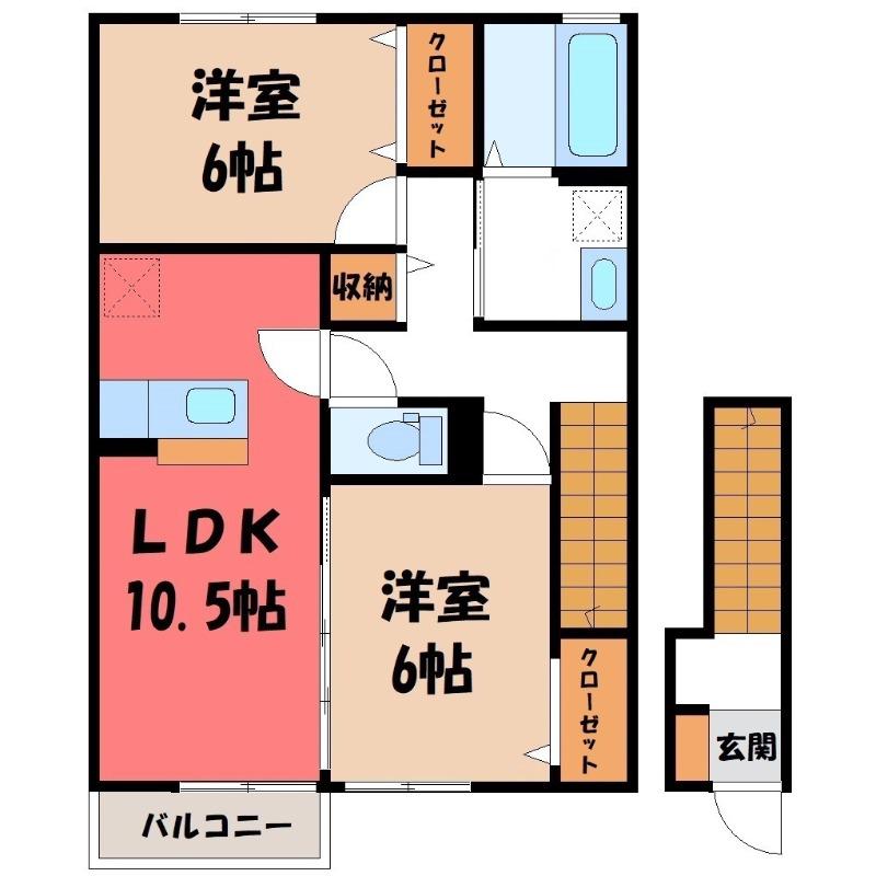 パルテール(2LDK/2階)の間取り写真