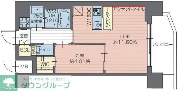 プレジオ川口ASIAN(1LDK/9階)の間取り写真