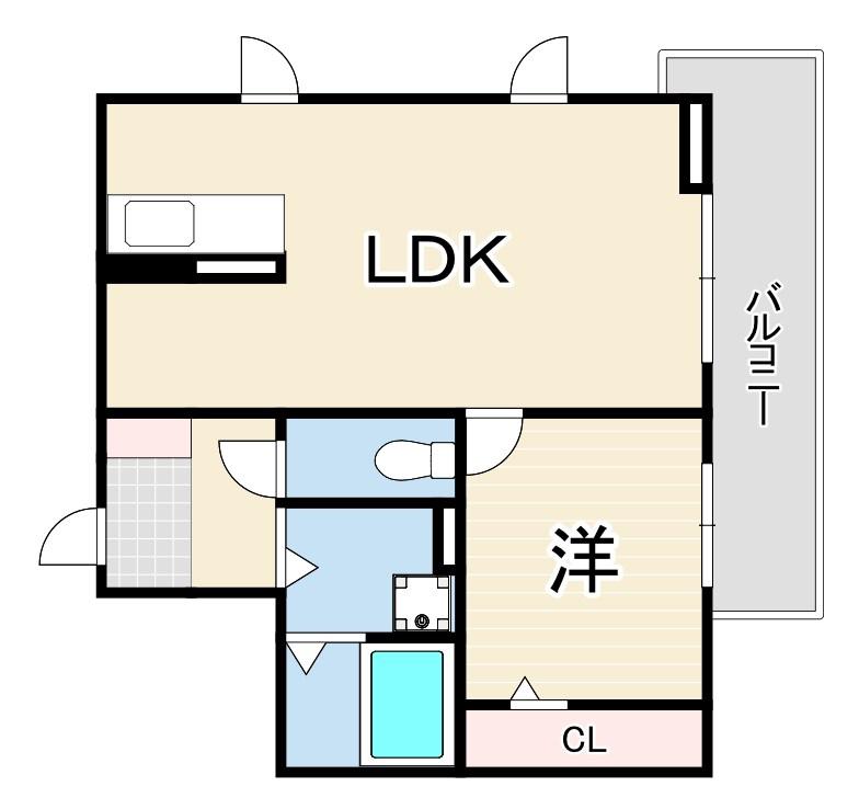 CREST垂水(1LDK/3階)の間取り写真