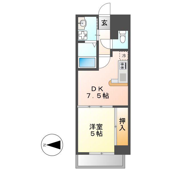 DOMUS21(1DK/7階)の間取り写真