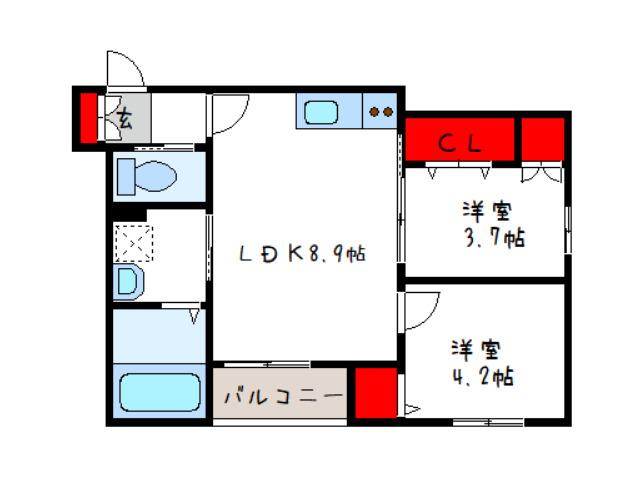 ACE GARDEN HEIGHTS I(2LDK/2階)の間取り写真