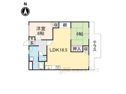 ダルバールやまと(2LDK/1階)の間取り写真