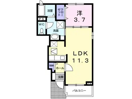 グリーンヒルズ315(1LDK/1階)の間取り写真