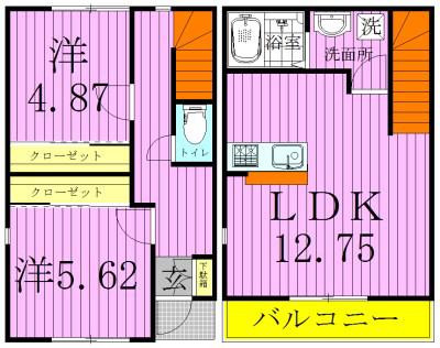 オーナーズガーデン青井 C棟(2LDK/2階)の間取り写真