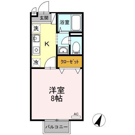 イーストハイム津島(1K/2階)の間取り写真