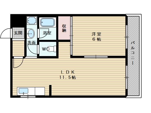 阪口ハイツ(1LDK/4階)の間取り写真
