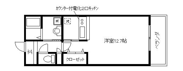 サンロイヤル三条(1K/3階)の間取り写真