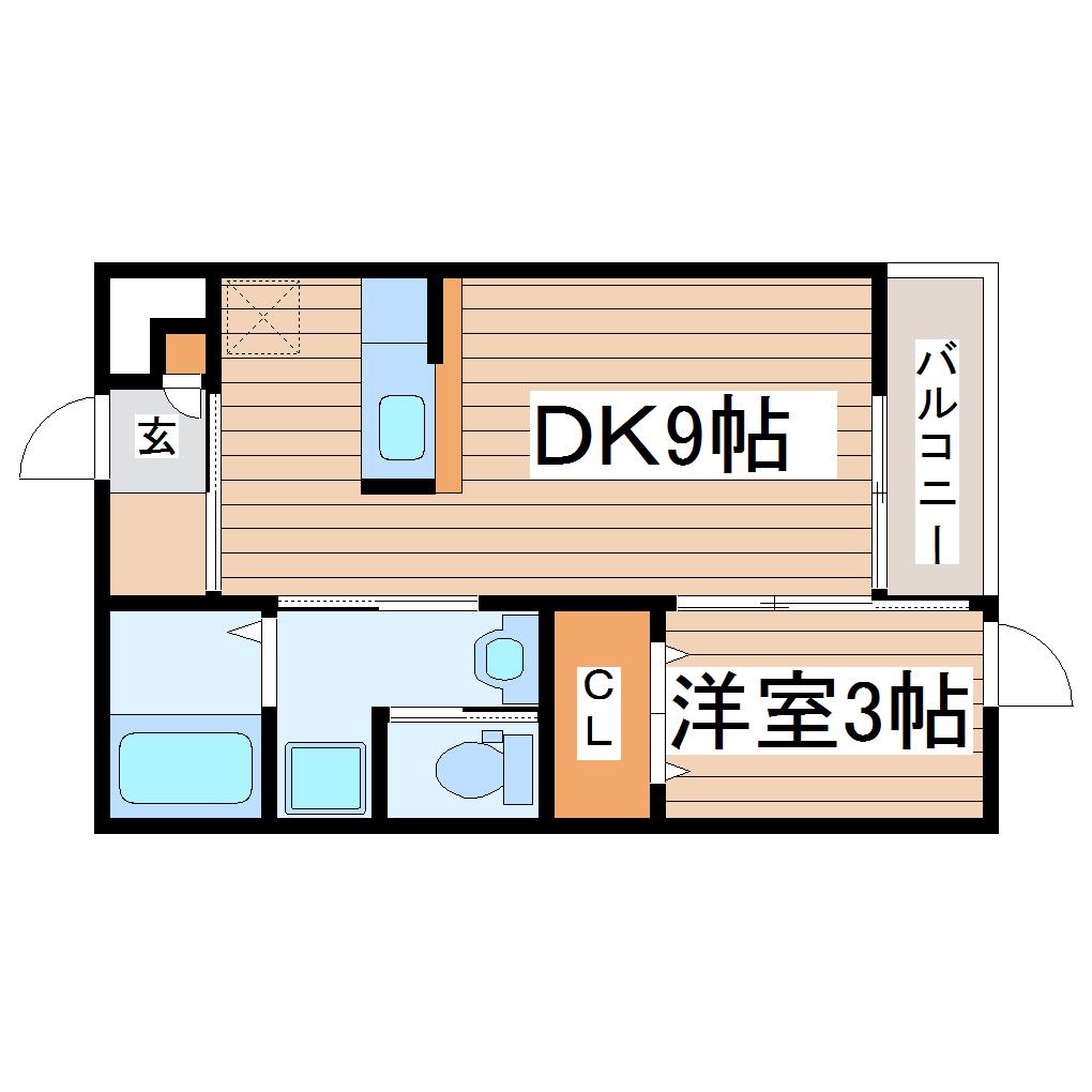 アルティスタF棟(1LDK/2階)の間取り写真