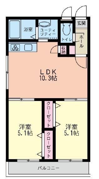 エレンシア(2LDK/3階)の間取り写真