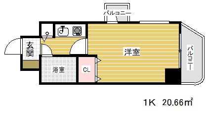 ライオンズマンション三宮東第2(1K/2階)の間取り写真