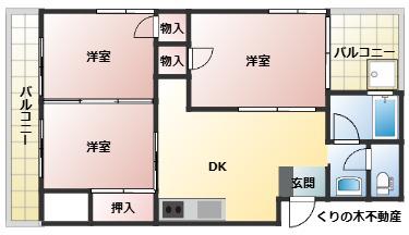 クレール北日吉(3DK/2階)の間取り写真