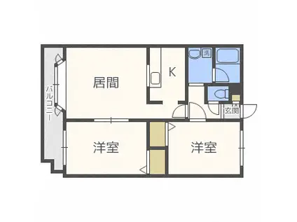 コンチネンタル山の手VII(2LDK/4階)の間取り写真