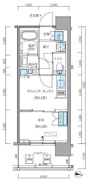 パークアクシス新大橋(1DK/9階)の間取り写真