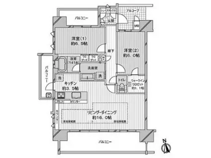 ルーシア北梅田(2LDK/11階)の間取り写真