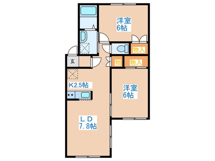 ジョイパレス八軒(2LDK/2階)の間取り写真