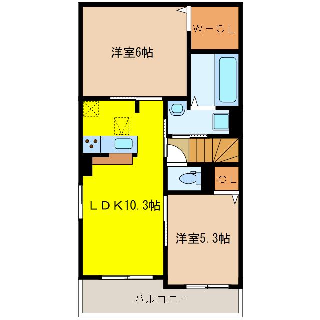エアリーII(2LDK/1階)の間取り写真