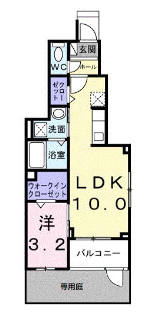 アンサードリーム加古川(1LDK/1階)の間取り写真