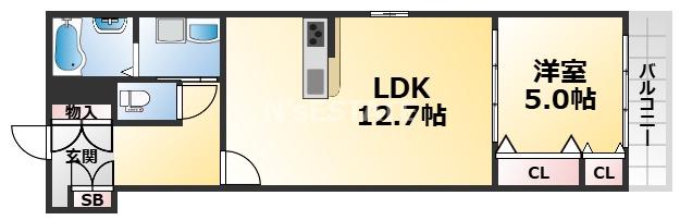 ヘーベルメゾン御蔵通(1LDK/3階)の間取り写真
