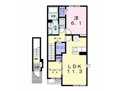 ソレイユ.F(1LDK/2階)の間取り写真
