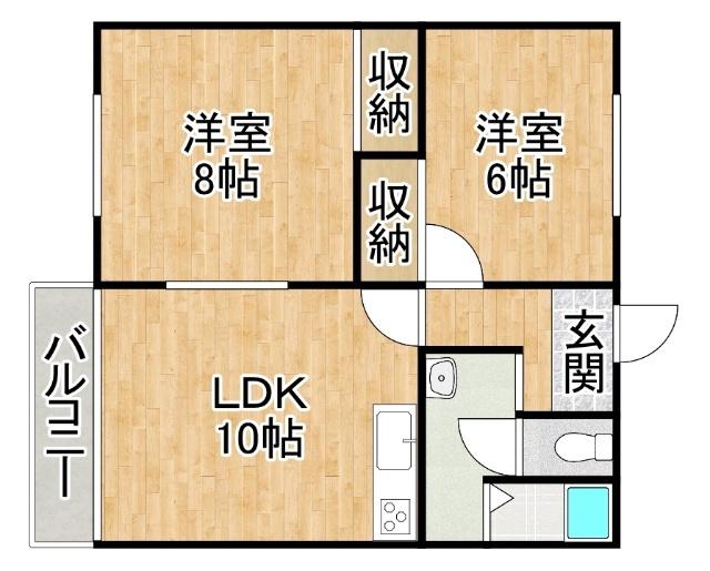 コーポラス桜(2LDK/2階)の間取り写真