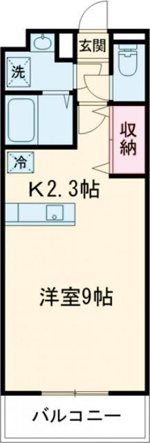 ルーナシティ(ワンルーム/1階)の間取り写真