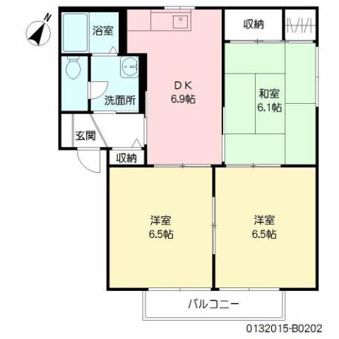 リーベンハイムB棟(3DK/2階)の間取り写真