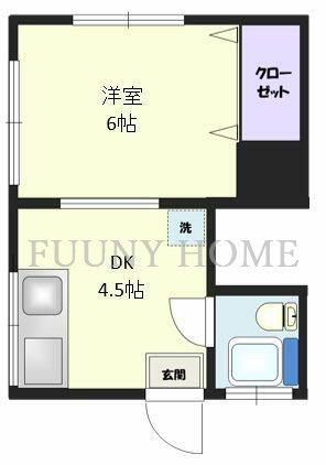 コーポ平野(1DK/1階)の間取り写真