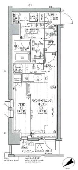 デュオステージ下落合(1LDK/6階)の間取り写真