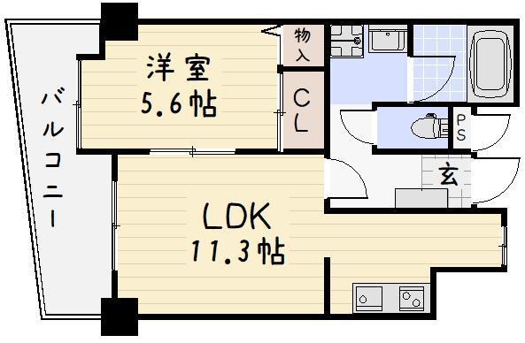 オールセインツ(1LDK/15階)の間取り写真