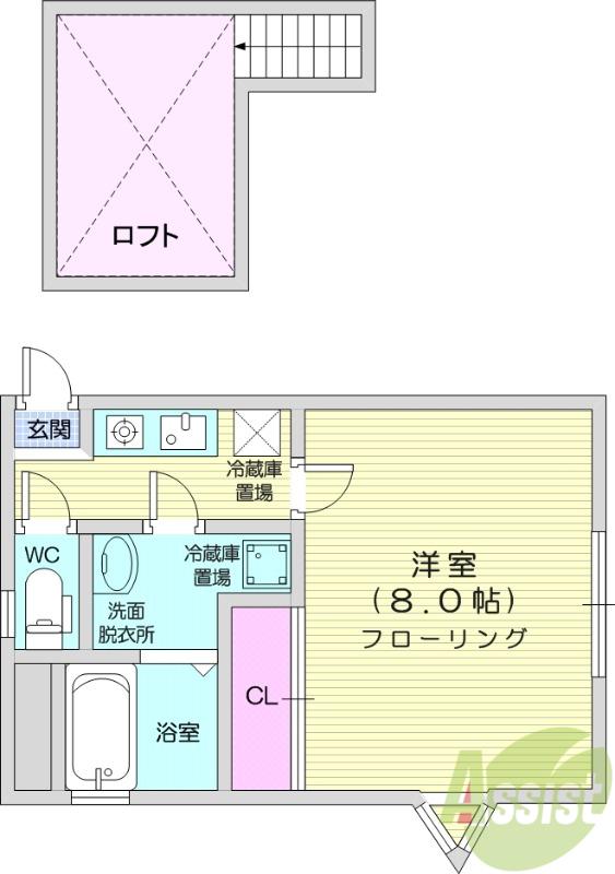 ファインシティーかすみ町(1K/2階)の間取り写真