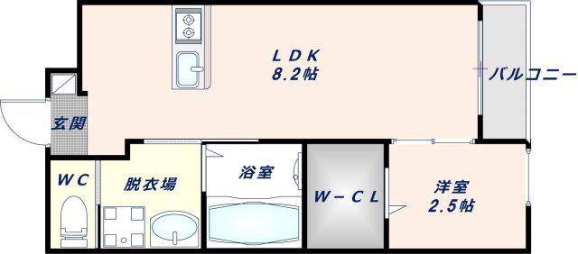 リアコート高井田中央イースト(1LDK/3階)の間取り写真