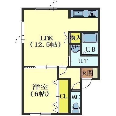 ORNATE(1LDK/1階)の間取り写真