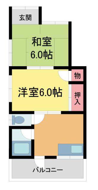 木戸ハイツ(2DK/2階)の間取り写真