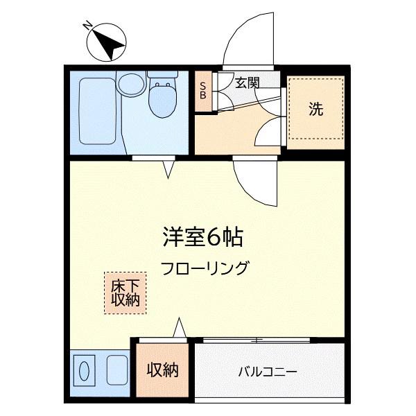 公園通ハウス(ワンルーム/1階)の間取り写真