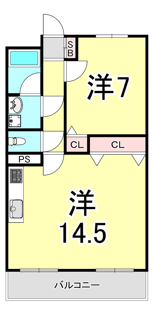 芦屋サウスマンション(1LDK/5階)の間取り写真