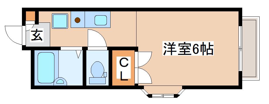 サンフレーズ東町Ⅱ(1K/2階)の間取り写真