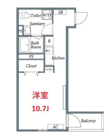 M-1 TOKYO 蒲田本町(1K/2階)の間取り写真