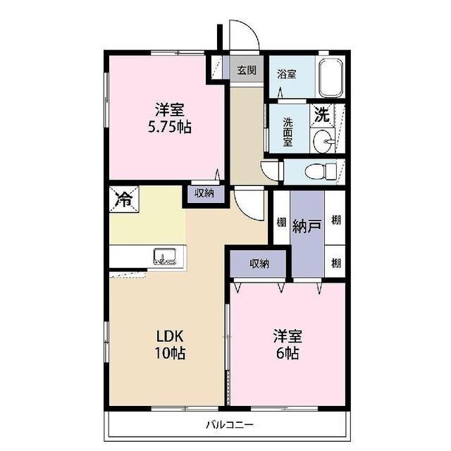 コンフォートウチヤマ(2LDK/1階)の間取り写真
