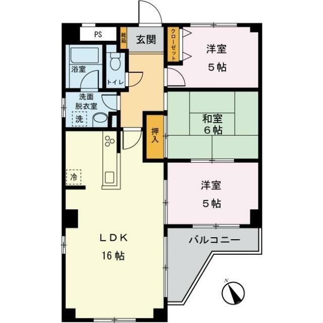 カーサフローラ(3LDK/4階)の間取り写真