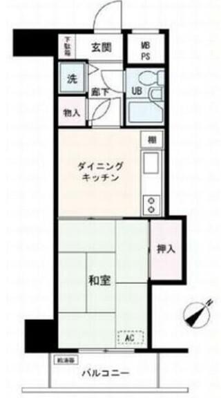 ライオンズマンション関内第3(1DK/6階)の間取り写真