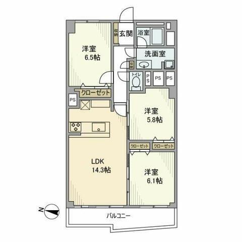 オーク荻窪マンション(3LDK/7階)の間取り写真
