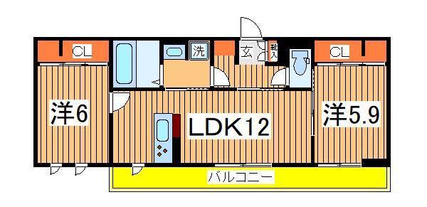 ベリーナ(2LDK/3階)の間取り写真